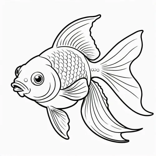 Mẫu tranh tô màu cá vàng đầu lân đẹp màu sắc tươi