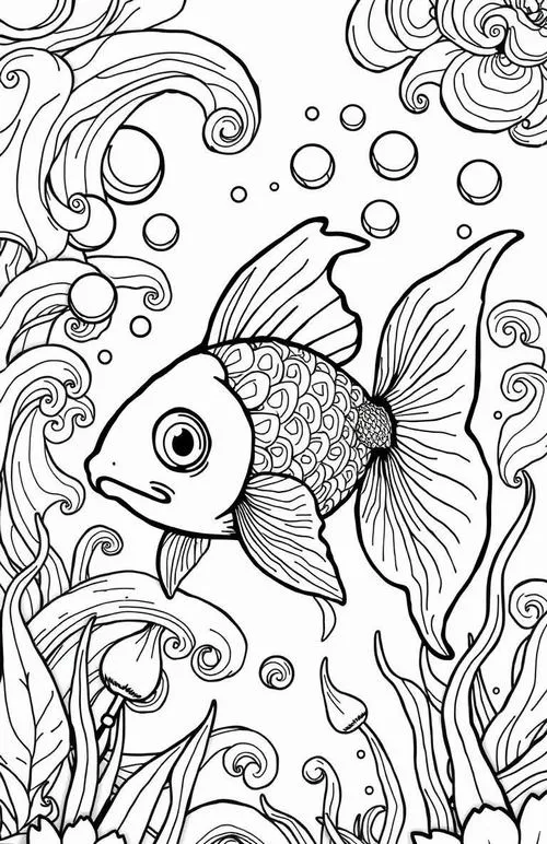 Cùng con tô màu cá vàng cam rực rỡ trong giờ chơi cuối tuần