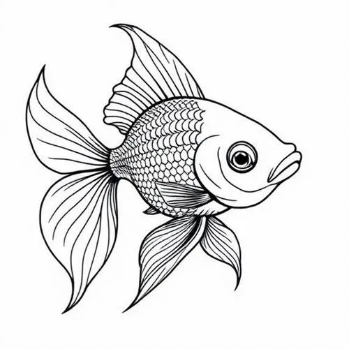 Tranh tô màu cá vàng dễ thương thân cá tròn mềm