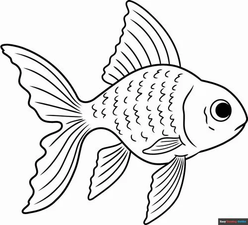 Tô màu sáng tạo cá vàng cảnh Nhật nét rõ cho bé 5 tuổi