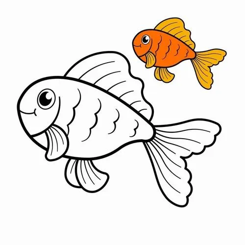 Tờ giấy tô màu cá vàng bơi hồ mini cho trẻ 4 tuổi