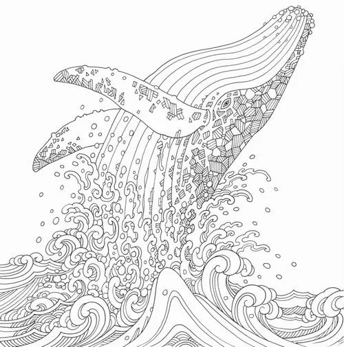 20 Tranh bé tập tô cá voi giữa đại dương mênh mông