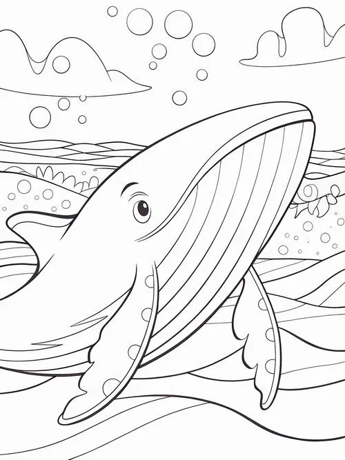 19 Bộ tranh tô màu cá voi hoạt hình chuyển động nước