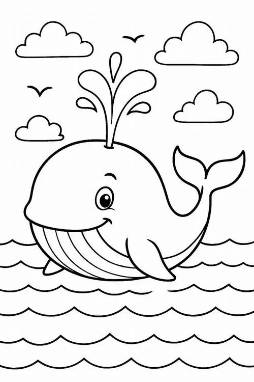 15 Mẫu tranh tô màu cá voi biển thân xanh xám đặc trưng