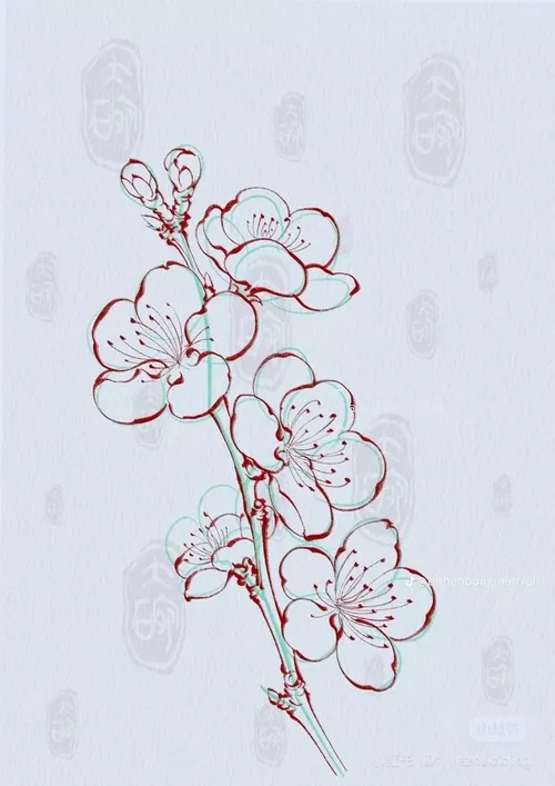 3 Tranh tô màu cành đào cành mai giúp trẻ hiểu phong tục Tết