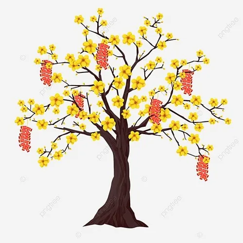 1 Bộ tranh tô màu cành đào cành mai rực rỡ đón Tết sum vầy