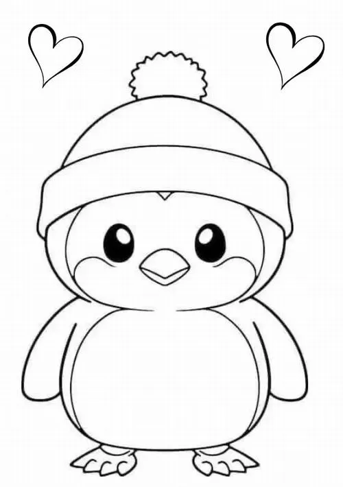 Bé tập tô màu chim cánh cụt thân đen trắng biểu cảm dễ thương