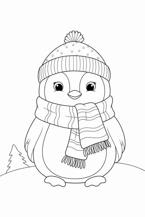 Tải tranh tập tô chim cánh cụt con mắt tròn mỏ nhỏ