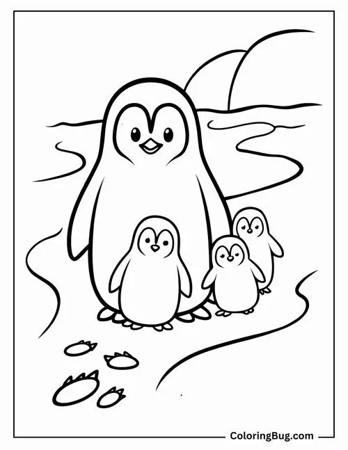 Trẻ học tô màu chim cánh cụt đội mũ len cho trẻ 6 tuổi