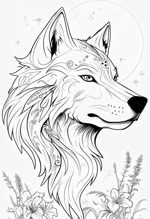 Trang vẽ con sói hú trăng tròn mang cảm giác bí ẩn đầy cuốn hút