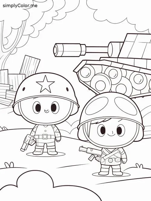 Bộ tranh tô màu người lính hành quân đêm dễ tô