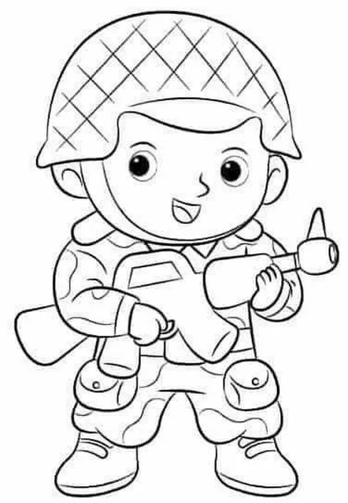 Bức tranh tô chiến sĩ bộ binh mang giày bộ đội đơn giản