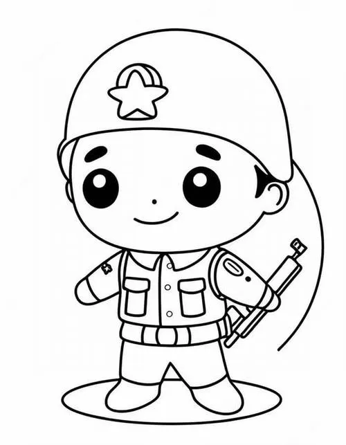 Tranh tô màu chú bộ đội đứng gác nghiêm trang mà vẫn gần gũi