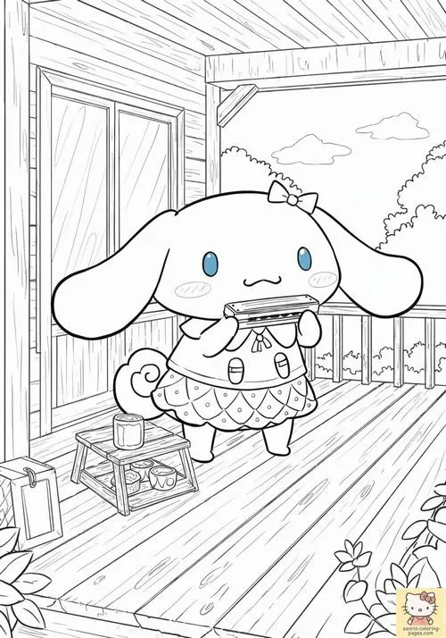 5 Hình tô màu Cinnamoroll cùng Cappuccino chạy nhảy vui vẻ