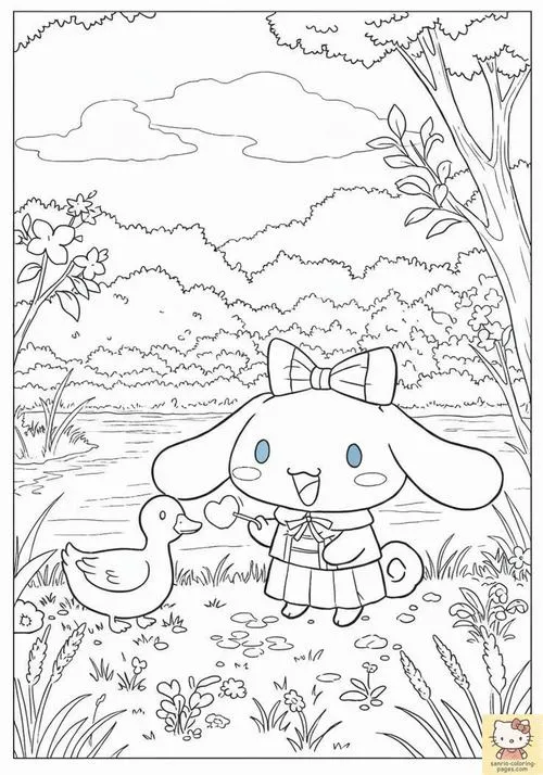 6 Trang tô màu Cinnamoroll chơi bóng mây bạc vui nhộn