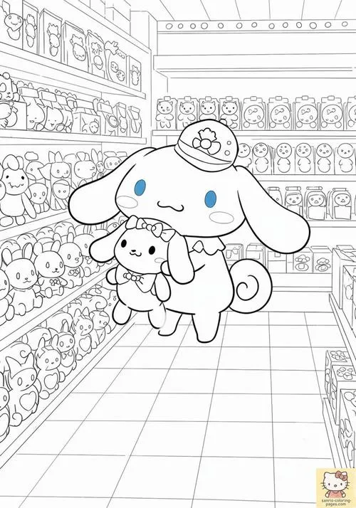 7 Trang tô màu Cinnamoroll kể chuyện quán cà phê mây bạc