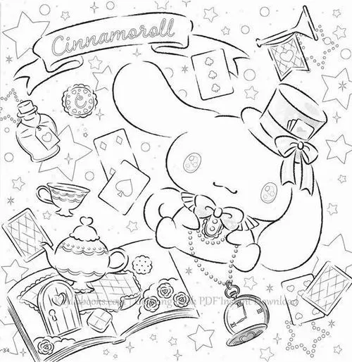 12 Trang tô màu Cinnamoroll đơn giản cho trẻ mới học tô