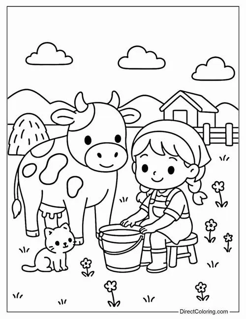 Con bò sữa hiền khô qua từng nét tô màu của bé