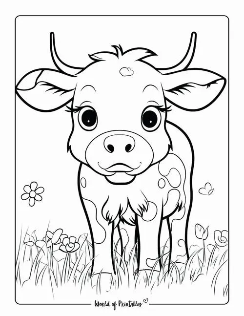 Trang học tô màu con bò sữa dễ thương màu đen trắng
