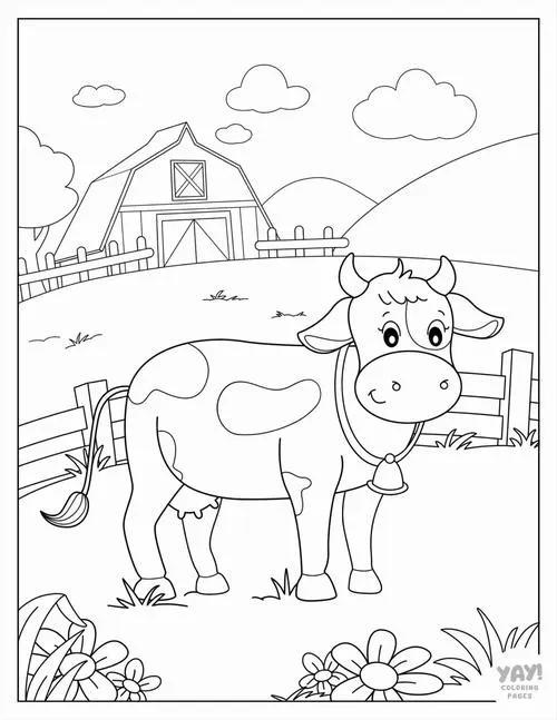Bộ tranh tô màu bò trang trại chuồng bò giấy vẽ