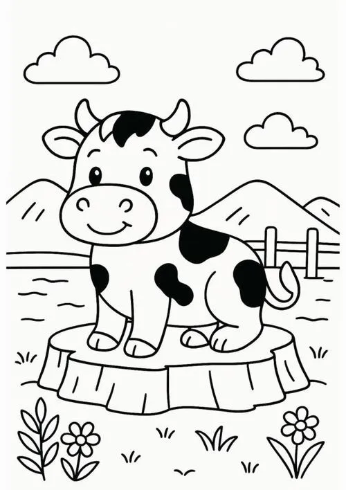 Tô màu sáng tạo bò sữa cười hoạt hình cho bé 5 tuổi