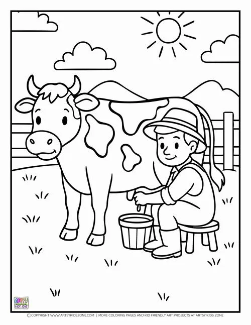 Bức tranh tô bò cho sữa sữa tươi trang trại