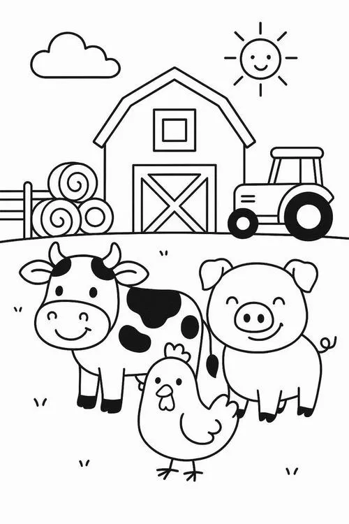 Hình tô màu bò hoạt hình dễ thương cho bé 3 tuổi