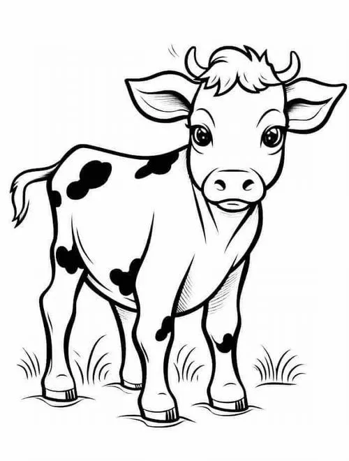 Tranh bé tập tô bò sữa và trẻ em vui vẻ