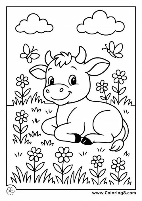 Tranh bé tập tô bò cho sữa bầu vú màu hồng nhạt hiền