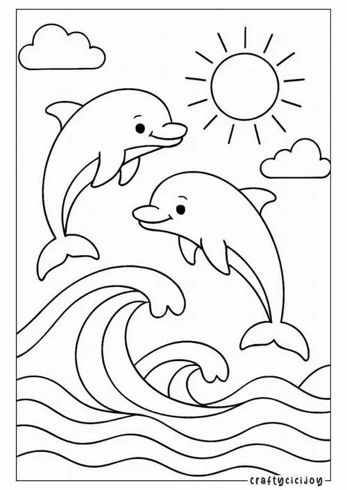 Hình vẽ tranh tô màu cá mập con đáng yêu cho trẻ em