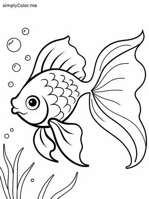 Bé tập tô màu cá chim bơi lội nhẹ nhàng