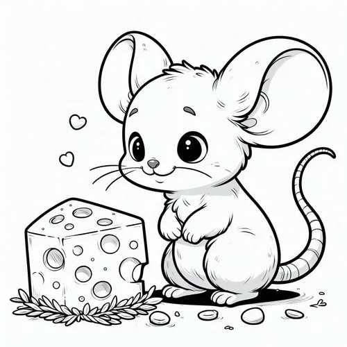 Hoạt động tô màu chuột nhắt với đôi mắt tròn long lanh