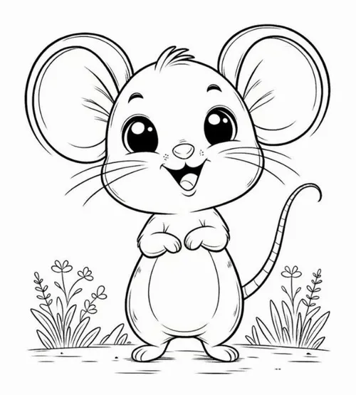 Mẫu tô màu con chuột xinh cho bé thích khám phá màu sắc