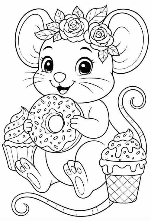 Tuyển tập tranh chuột cầm phô mai cho bé tập phối màu tự nhiên