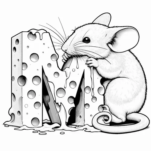 Trang tô màu con chuột bụng trắng chạy trong nông trại