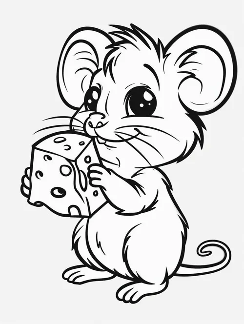 Mẫu tranh tô màu chuột nhắt dễ thương giúp bé rèn sự tập trung