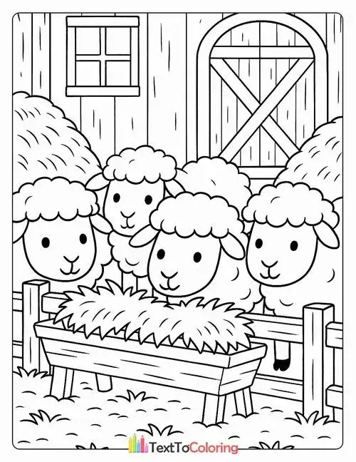 Trang tô màu con cừu lông cừu trắng mềm mại dễ tô