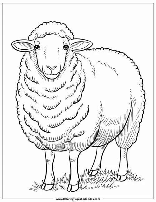 Hoạt động tô màu cừu đáng yêu đeo chuông nhỏ cho trẻ 4 tuổi