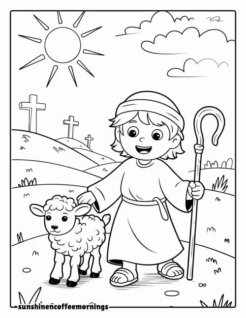 Hoạt động tô màu cừu đáng yêu khuôn mặt tròn ngơ ngác dễ tô