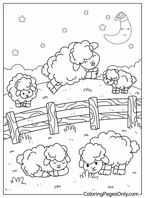 Tô màu vui cừu bé trên đồng cỏ xanh rất đơn giản