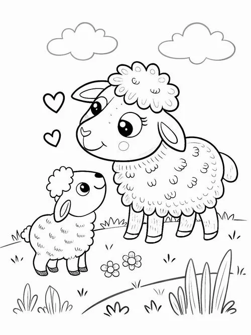 Tô màu sáng tạo cừu nhỏ trong nông trại yên bình cho bé 5 tuổi
