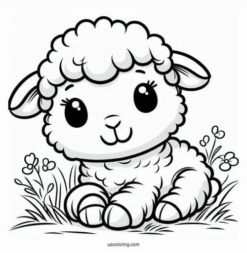 Bộ 52 tranh tô màu Con Cừu lông xù đáng yêu và đồng cỏ bé nào nhìn cũng mê
