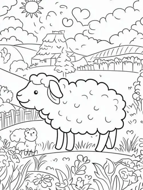 Tranh tô màu con cừu dễ thương giúp bé thư giãn trước giờ ngủ