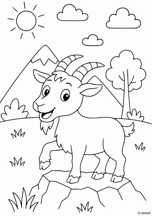 Hình tô màu dê con mắt tròn lông mềm rất dễ thương