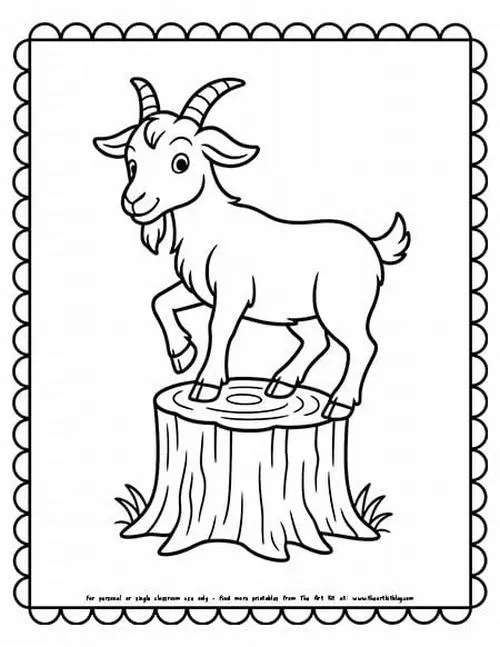 In hình tập tô con dê hiền lành gặm cỏ đồng quê