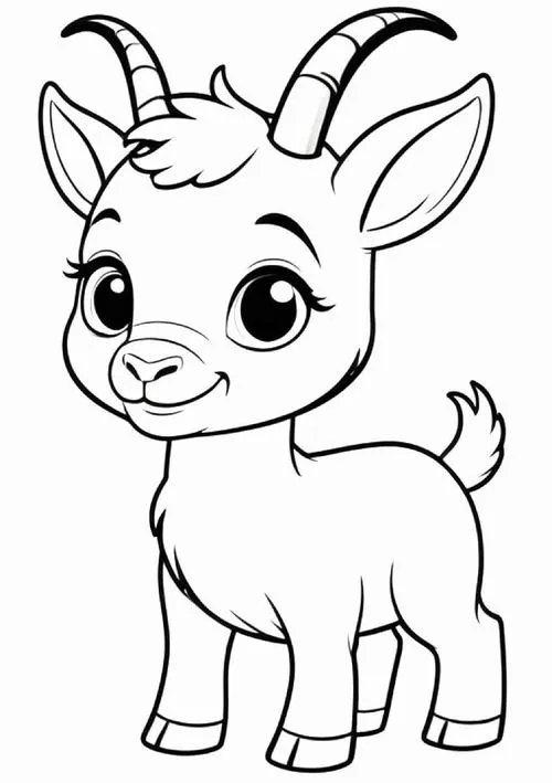 Hình tô màu con dê đáng yêu cho bé 3 tuổi