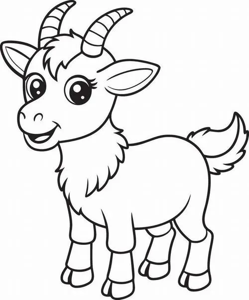 Tranh tô màu dê gặm cỏ xanh cảm giác thư giãn