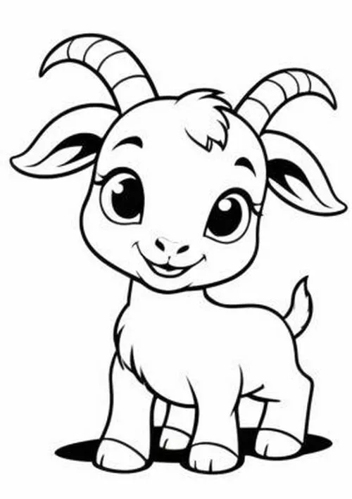 Tờ giấy tô màu con dê đuôi dê ngắn xinh