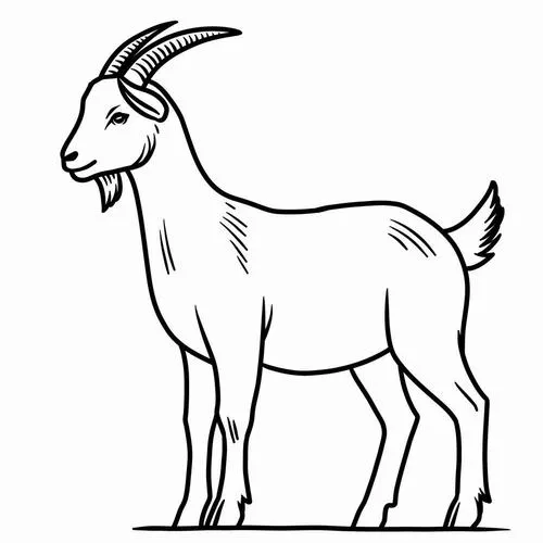 Tranh tô màu con dê hiền lành gặm cỏ xanh trên đồng cỏ
