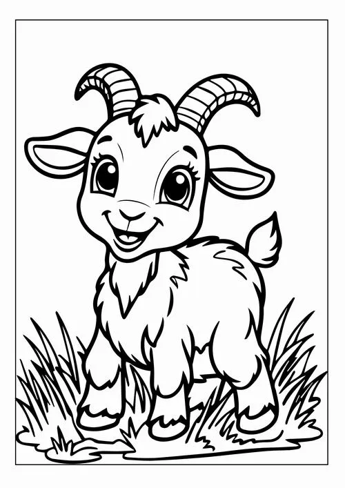 Tranh tô màu con dê con đáng yêu cho giờ học vẽ thư giãn
